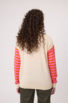 Classified Merino Blend Daisy Stripe Jumper - Stone