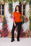 Classified Merino Blend Colour Block Jumper - Blue/Orange/Natural
