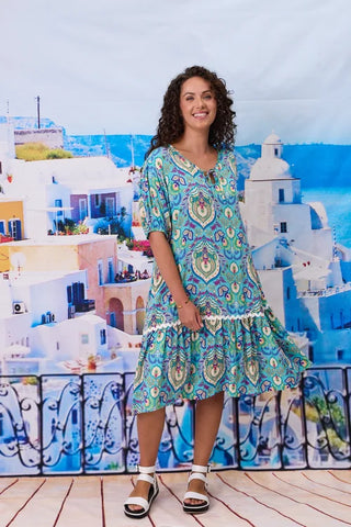 Classified Salerno Printed Dress - Aqua