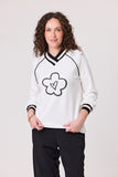 Classified Daisy V Neck Sweatshirt - White