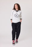 Classified Daisy V Neck Sweatshirt - White