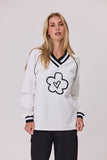 Classified Daisy V Neck Sweatshirt - White