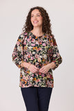 Classified Toulon 3/4 Sleeve Floral Blouse - Black