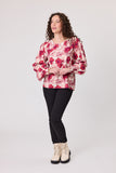 Classified Reims Rouched Cuff Top - Claret