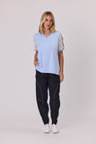 Haven Lace Trim Tee - Pale Blue