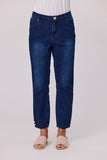 Knit Denim 7/8 Pant Pearl Trim