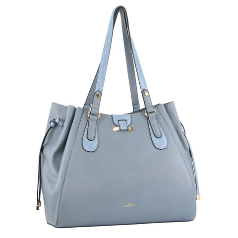 Milleni Blue Croc-Embossed Handbag