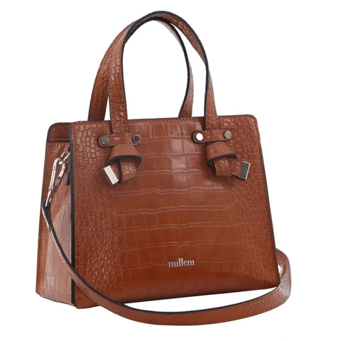 Milleni Croc-Embossed Handbag - Tan