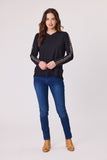 Democracy Tilda Side Tape Top -Black