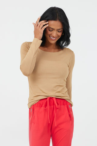 Suzy D Danni Long Sleeve Top - Camel