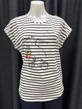 Stripe Tee  with Bike graphic - Black & White