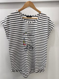 Stripe Tee  with Bike graphic - Black & White
