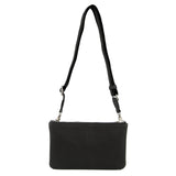 Leather Ladies Cross-Body Handbag - Black