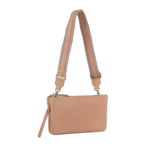 Leather Ladies Cross-Body Handbag - Blush
