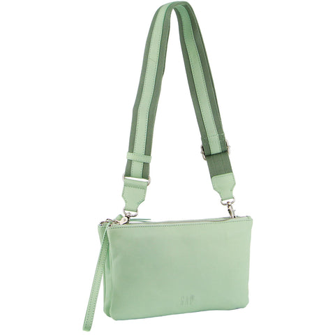 Leather Ladies Cross-Body Handbag - Sage