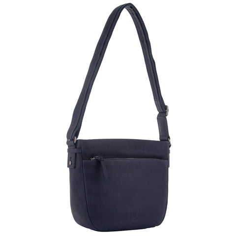 Leather Cross-Body Handbag - Navy