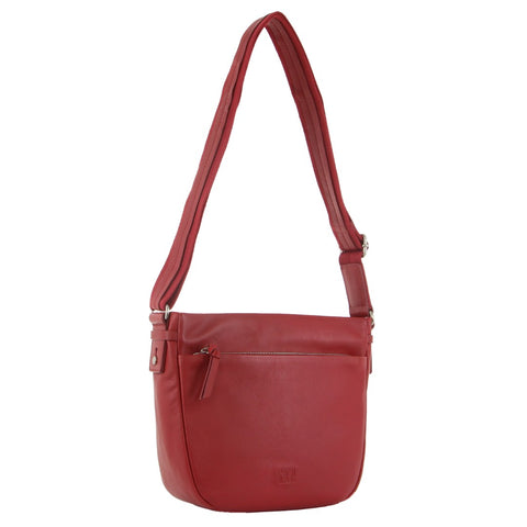 Leather Cross-Body Handbag - Red