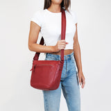 Leather Cross-Body Handbag - Red