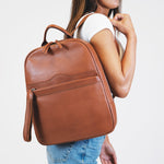 Leather Travel/Computer Backpack - Tan