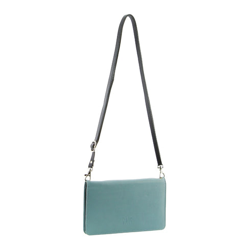 Leather Wallet/Organiser Bag - Light Blue