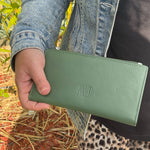 Leather Slimline Bi-Fold Wallet - Green