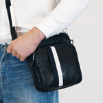 Men's Leather Crossbody Bag - Black