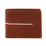 Mens Leather Bi-Fold Flap Wallet - Tan