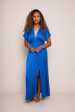 Suzy D Ginger Satin Maxi Dress - Royal Blue