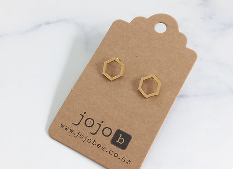 Gold Hexagon Stud