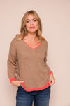 Suzy D Hadley Soft Knit V-Neck Sweater - Camel