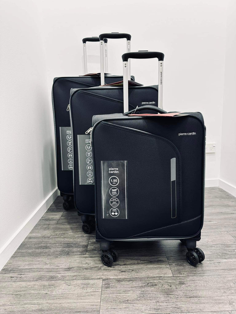 PC3549 Soft Shell 3 Piece luggage set Black Tom Bridget Boutique
