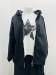 SUZY D - STRETCH COTTON JERSEY MIX HOODY JACKET - BLACK