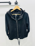 SUZY D - STRETCH COTTON JERSEY MIX HOODY JACKET - BLACK