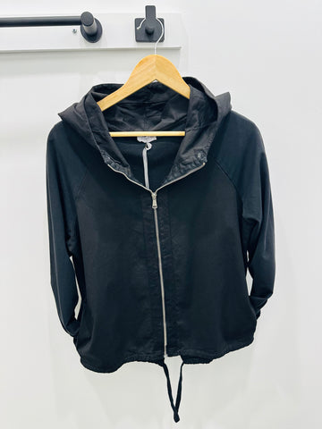 SUZY D - STRETCH COTTON JERSEY MIX HOODY JACKET - BLACK