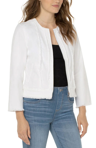 Liverpool Frayed Zip-up Jacket - Bright White