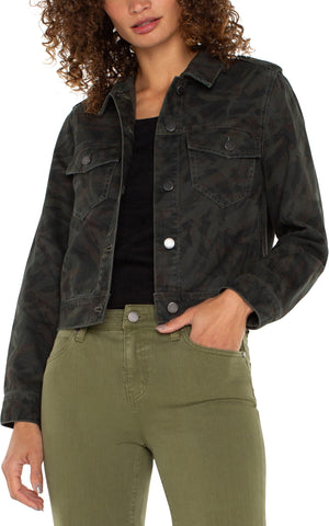 Liverpool Military Crop Denim Jacket - Abstract Camo