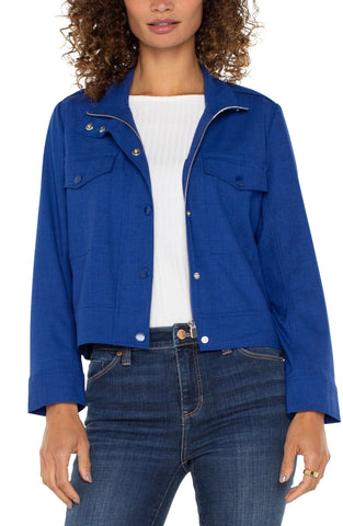 Liverpool Utility Crop Jacket - Blue Topaz