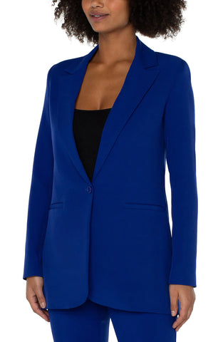 Liverpool Button Front Boyfriend Blazer - Royal Violet