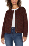 Liverpool Collarless Zipup Jacket - Bordeaux