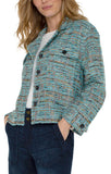 Liverpool Button Front Boxy Shacket - Ocean Boucle