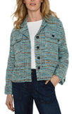 Liverpool Button Front Boxy Shacket - Ocean Boucle