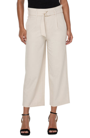 Liverpool Belted Wide Leg Crop Pant - Dusty Tan