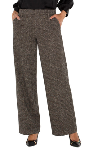 Liverpool Kelsey Wide Leg Trouser - Black/Tan Herringbone