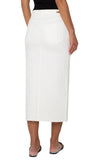 Front Slit Denim Maxi Skirt - Bone White