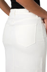 Front Slit Denim Maxi Skirt - Bone White