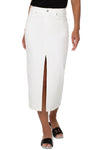 Front Slit Denim Maxi Skirt - Bone White
