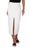 Front Slit Denim Maxi Skirt - Bone White