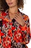 Liverpool L/S Button Front Shirt - Burnt Orange Floral