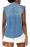 Sleeveless Button Up Soft Denim Shirt