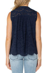 Sleeveless Pintuck Top - Navy